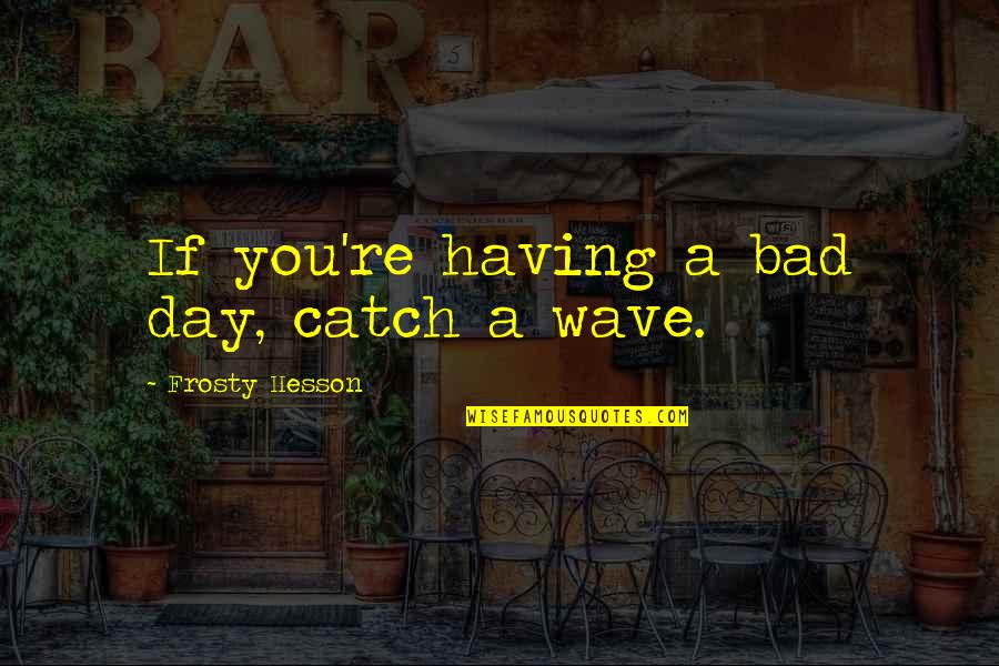 Having The Best Day Of Your Life Quotes By Frosty Hesson: If you're having a bad day, catch a