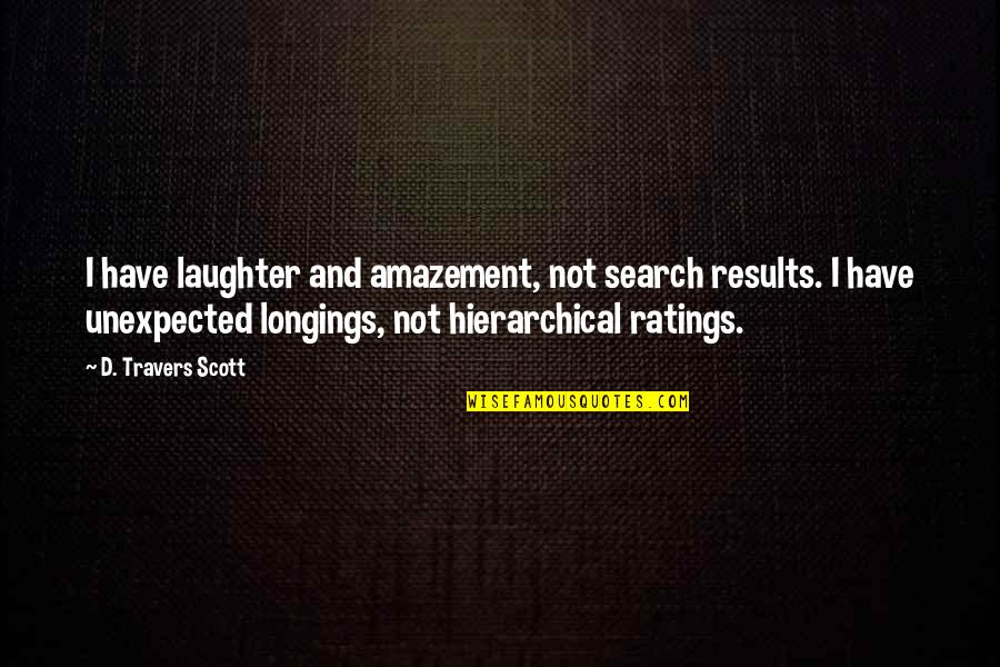 Having The Right Love At The Wrong Time Quotes By D. Travers Scott: I have laughter and amazement, not search results.