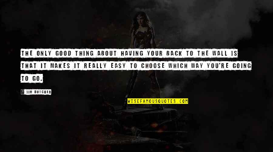 Having Too Much Of A Good Thing Quotes By Jim Butcher: The only good thing about having your back