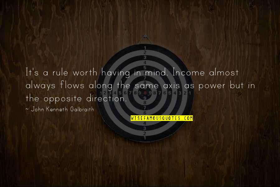 Having Too Much Power Quotes By John Kenneth Galbraith: It's a rule worth having in mind. Income