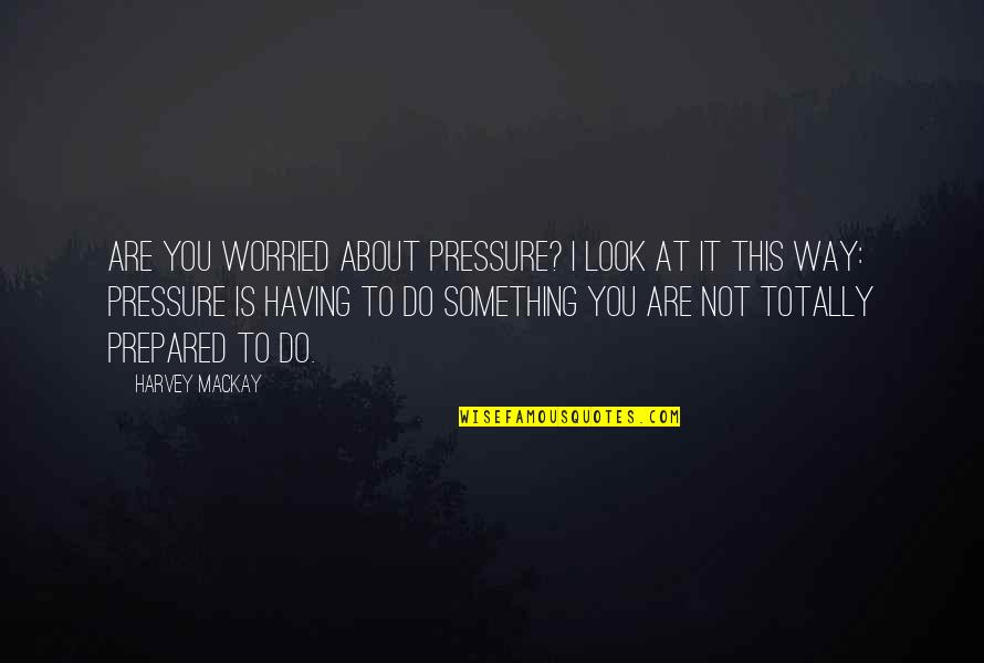 Having Too Much Pressure Quotes By Harvey MacKay: Are you worried about pressure? I look at