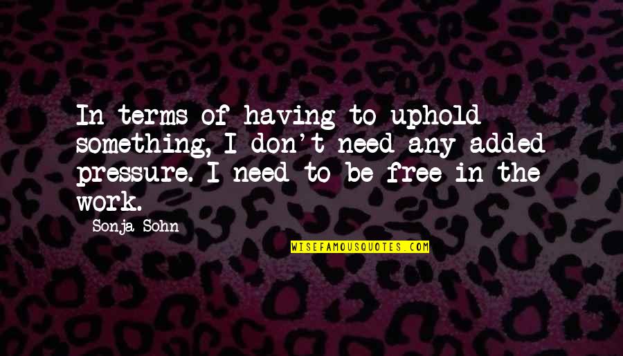 Having Too Much Pressure Quotes By Sonja Sohn: In terms of having to uphold something, I