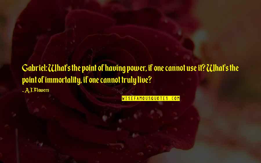 Having You Is What I Live For Quotes By A.J. Flowers: Gabriel: What's the point of having power, if