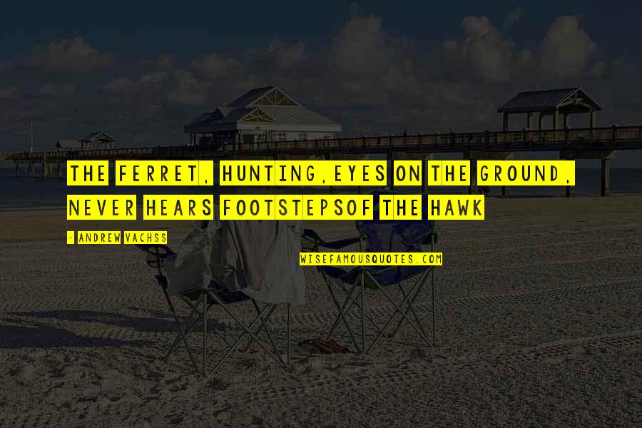 Hawk Quotes By Andrew Vachss: The ferret, hunting,eyes on the ground, never hears