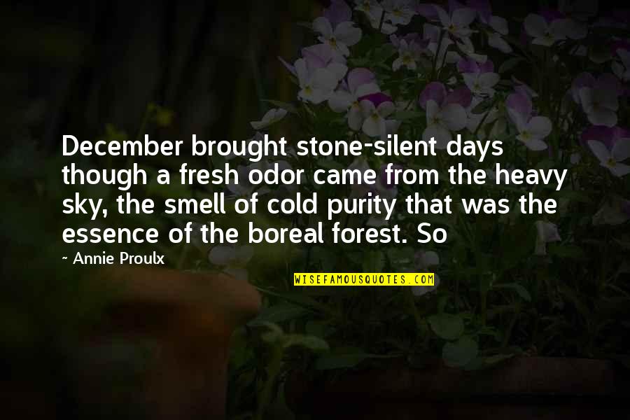 Hawsers Quotes By Annie Proulx: December brought stone-silent days though a fresh odor