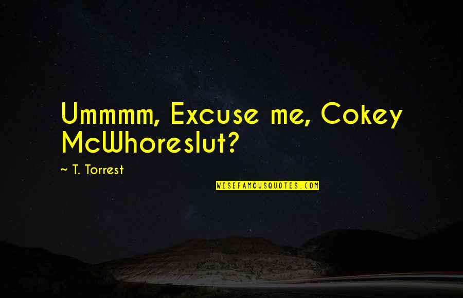 Hayem Farber Quotes By T. Torrest: Ummmm, Excuse me, Cokey McWhoreslut?