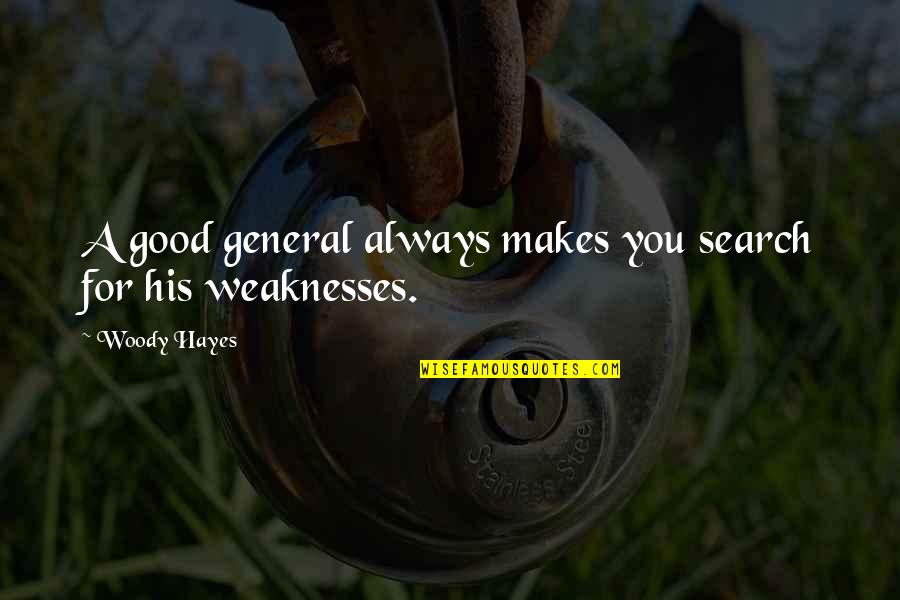 Hayes Quotes By Woody Hayes: A good general always makes you search for