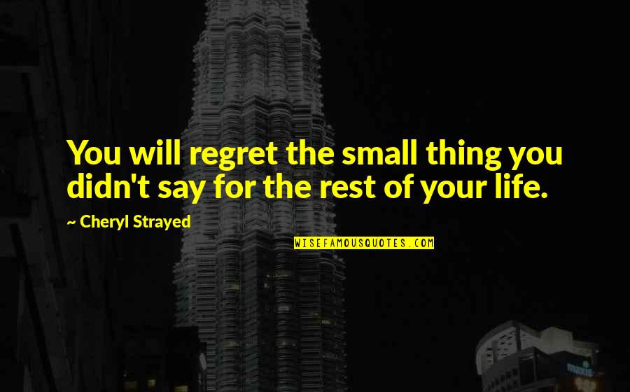 Haymes Snedeker Quotes By Cheryl Strayed: You will regret the small thing you didn't