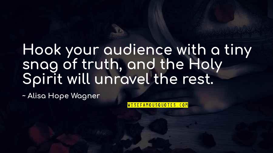 Hayrullah Quotes By Alisa Hope Wagner: Hook your audience with a tiny snag of