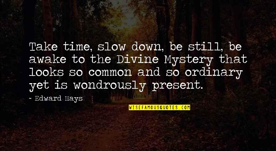 Hays Quotes By Edward Hays: Take time, slow down, be still, be awake