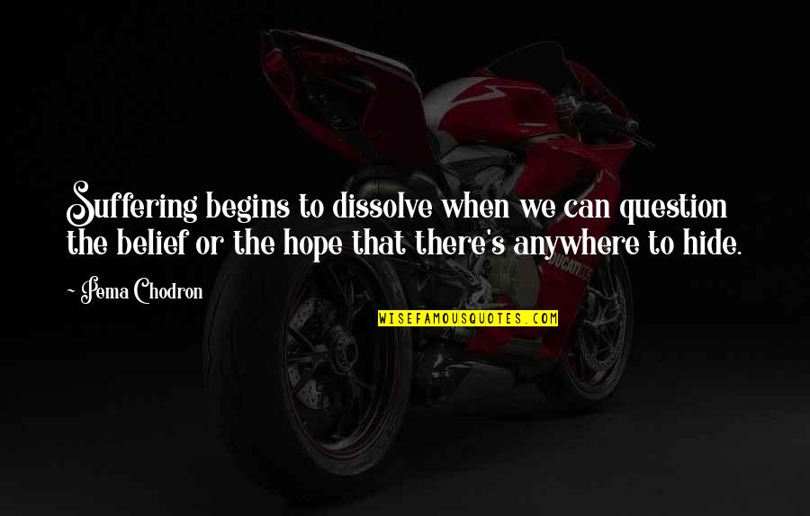 Hayvan Sesleri Quotes By Pema Chodron: Suffering begins to dissolve when we can question