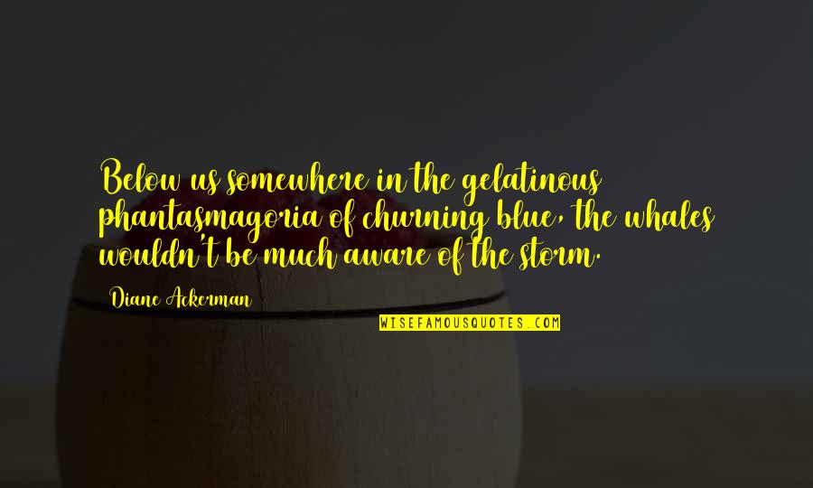 Hazel And Nico Quotes By Diane Ackerman: Below us somewhere in the gelatinous phantasmagoria of