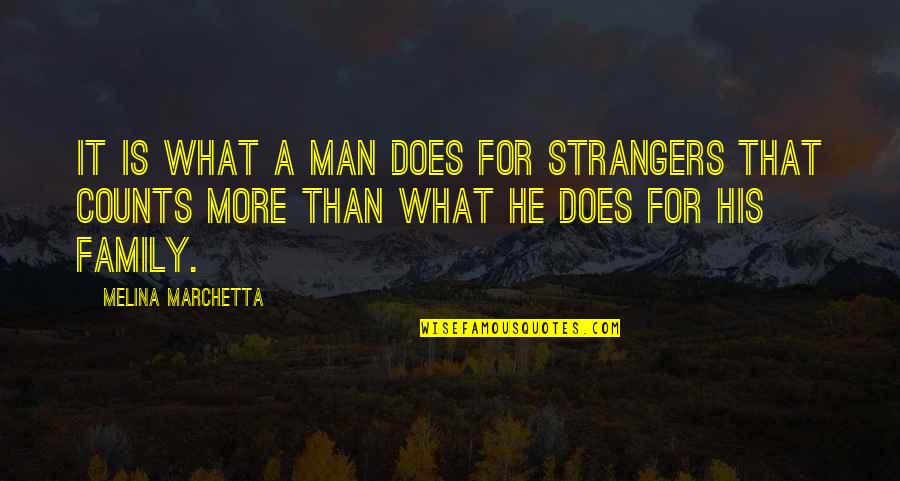 Hazmed Quotes By Melina Marchetta: It is what a man does for strangers