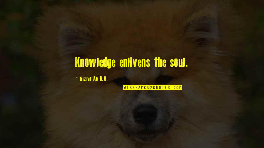 Hazrat Ali R A Best Quotes By Hazrat Ali R.A: Knowledge enlivens the soul.