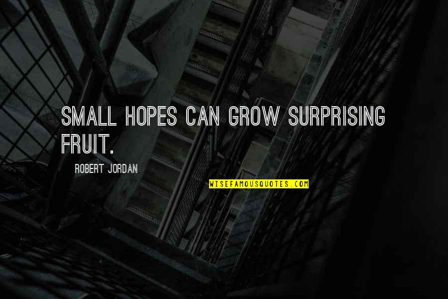 Hazrat Ali Sabar Quotes By Robert Jordan: Small hopes can grow surprising fruit. Hazrat Ali Sabar Quotes By Robert Jordan: Small hopes can grow surprising fruit.