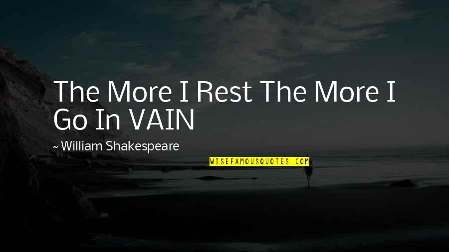 Hazrat Imam Ali Raza Quotes By William Shakespeare: The More I Rest The More I Go