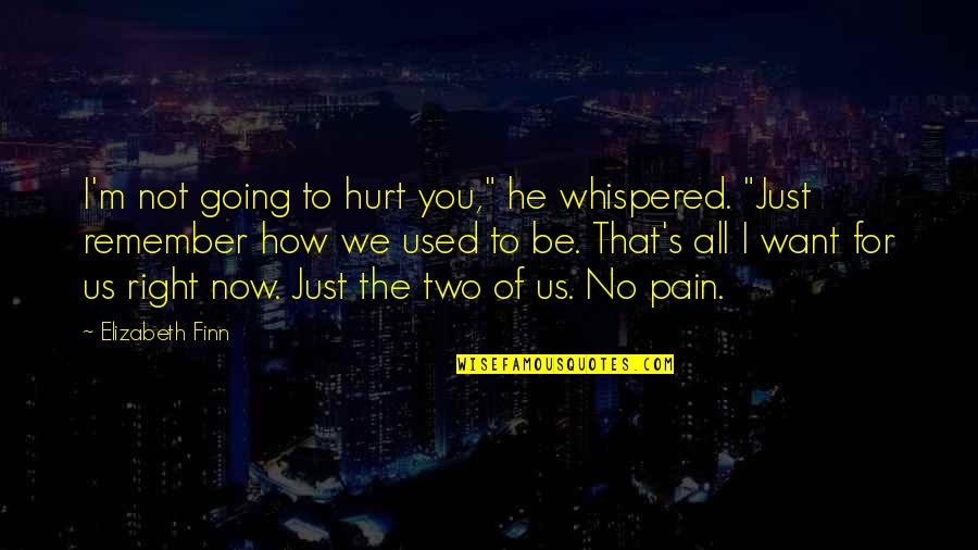 He All I Want Quotes By Elizabeth Finn: I'm not going to hurt you," he whispered.