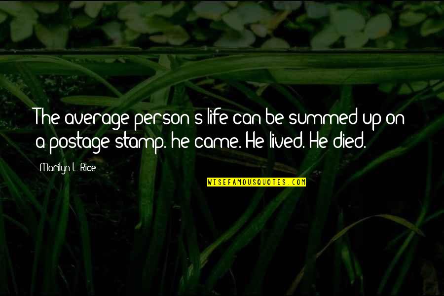 He Came In My Life Quotes By Marilyn L. Rice: The average person's life can be summed up