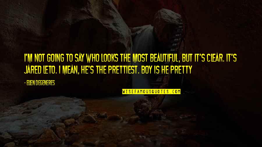 He Is Beautiful Quotes By Ellen DeGeneres: I'm not going to say who looks the