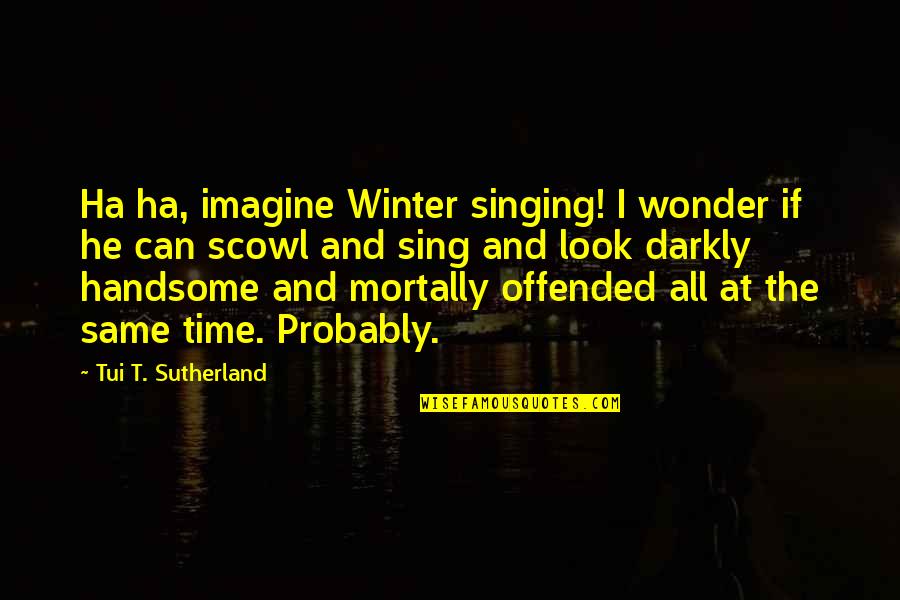 He Is Handsome Quotes By Tui T. Sutherland: Ha ha, imagine Winter singing! I wonder if