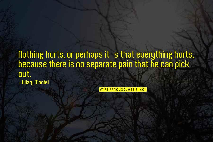 He Is Out There Quotes By Hilary Mantel: Nothing hurts, or perhaps it's that everything hurts,