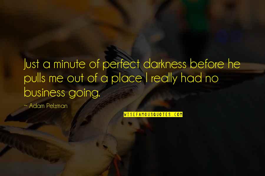 He Is Perfect For Me Quotes By Adam Pelzman: Just a minute of perfect darkness before he