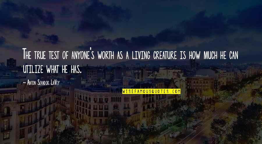 He Is Worth It Quotes By Anton Szandor LaVey: The true test of anyone's worth as a