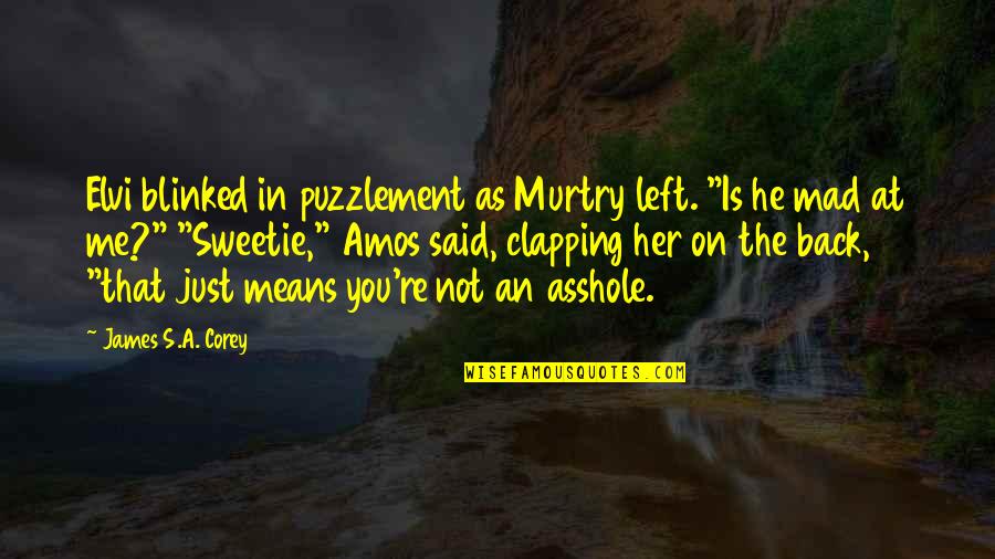 He Left Her Quotes By James S.A. Corey: Elvi blinked in puzzlement as Murtry left. "Is