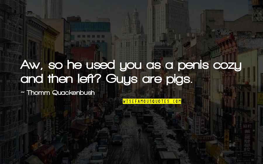 He Left You Quotes By Thomm Quackenbush: Aw, so he used you as a penis