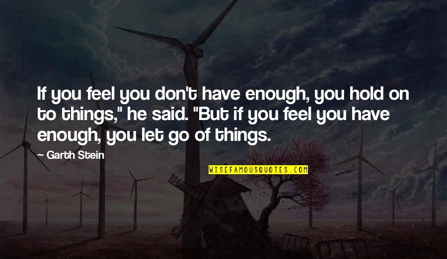 He Let You Go Quotes By Garth Stein: If you feel you don't have enough, you