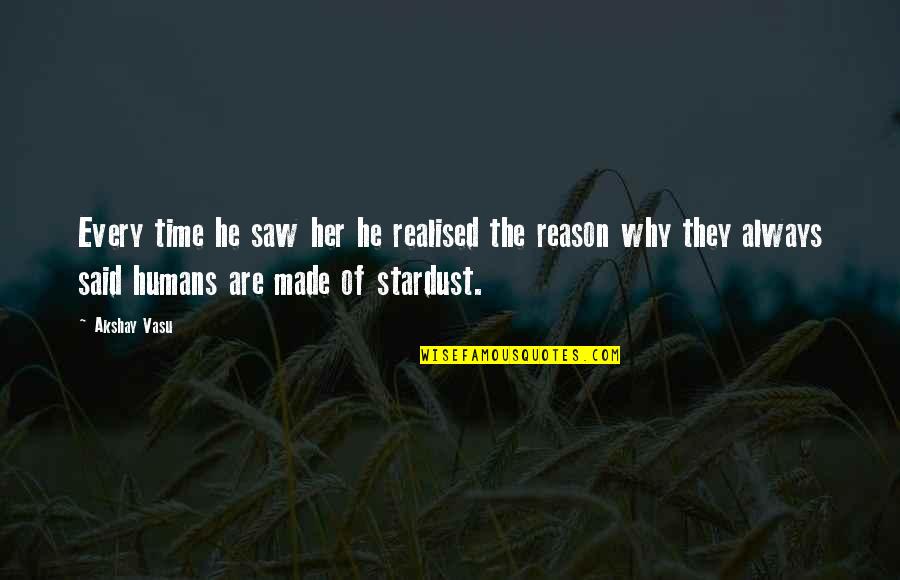 He Realize Quotes By Akshay Vasu: Every time he saw her he realised the