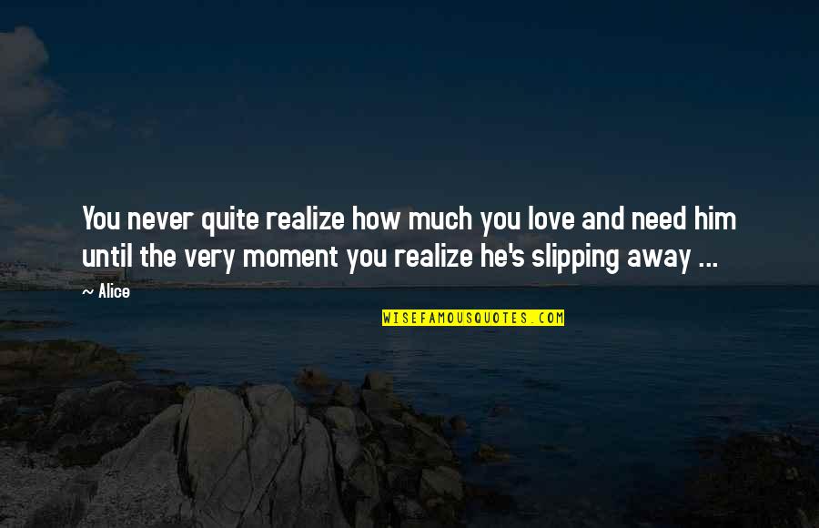 He Realize Quotes By Alice: You never quite realize how much you love