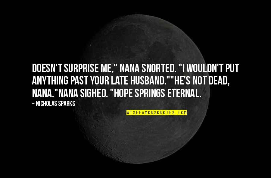 He Surprise Me Quotes By Nicholas Sparks: Doesn't surprise me," Nana snorted. "I wouldn't put He Surprise Me Quotes By Nicholas Sparks: Doesn't surprise me," Nana snorted. "I wouldn't put