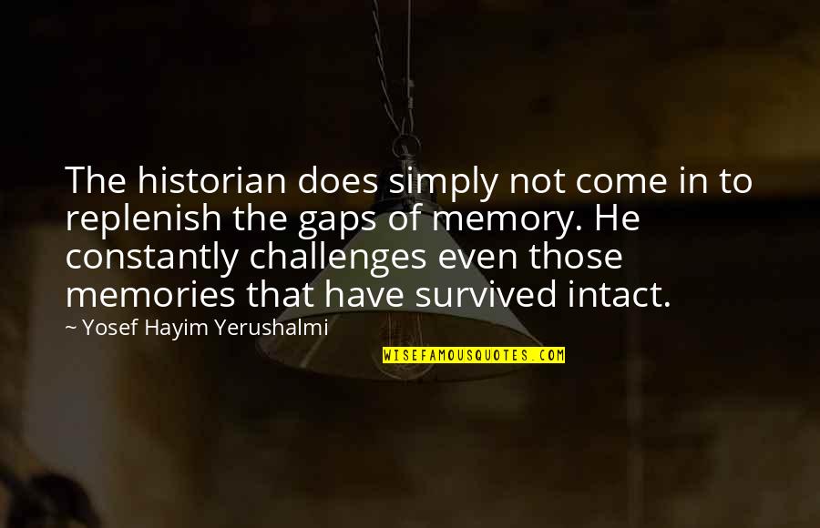 He Survived Quotes By Yosef Hayim Yerushalmi: The historian does simply not come in to