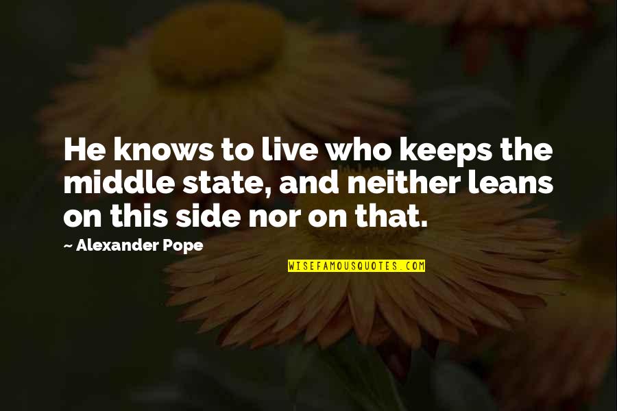 He Who Knows Quotes By Alexander Pope: He knows to live who keeps the middle