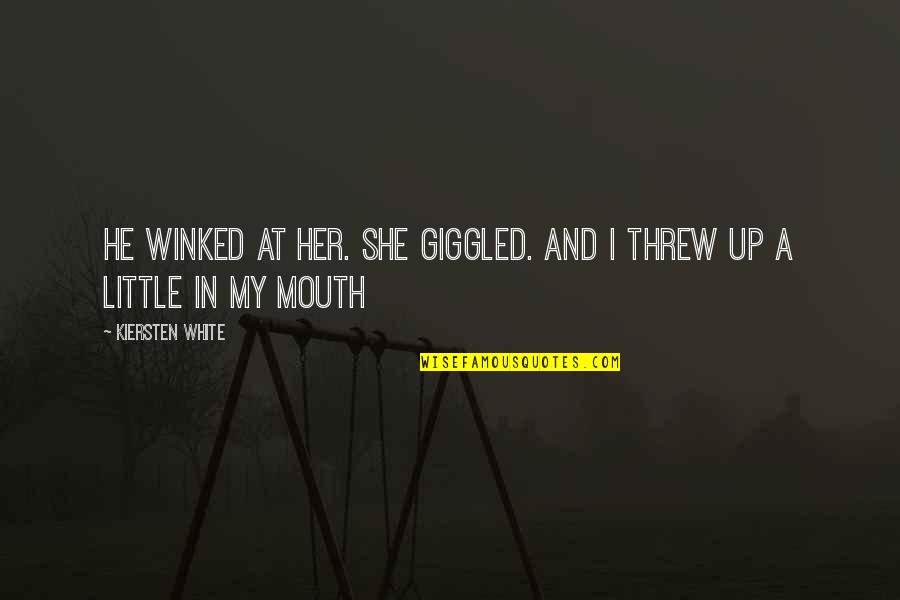 He Who Speaks With Forked Tongue Quote Quotes By Kiersten White: He winked at her. She giggled. And I