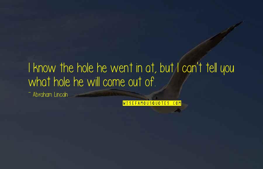 He Will Come Quotes By Abraham Lincoln: I know the hole he went in at,