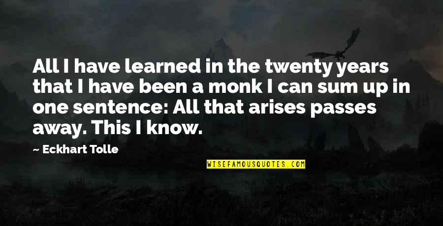 He Will Regret Leaving You Quotes By Eckhart Tolle: All I have learned in the twenty years