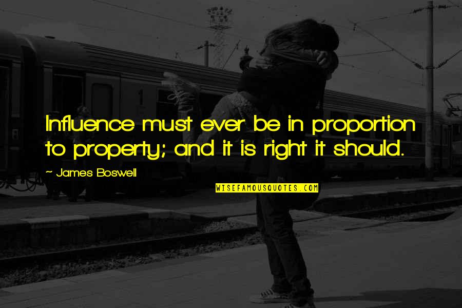 Heacock Park Quotes By James Boswell: Influence must ever be in proportion to property;