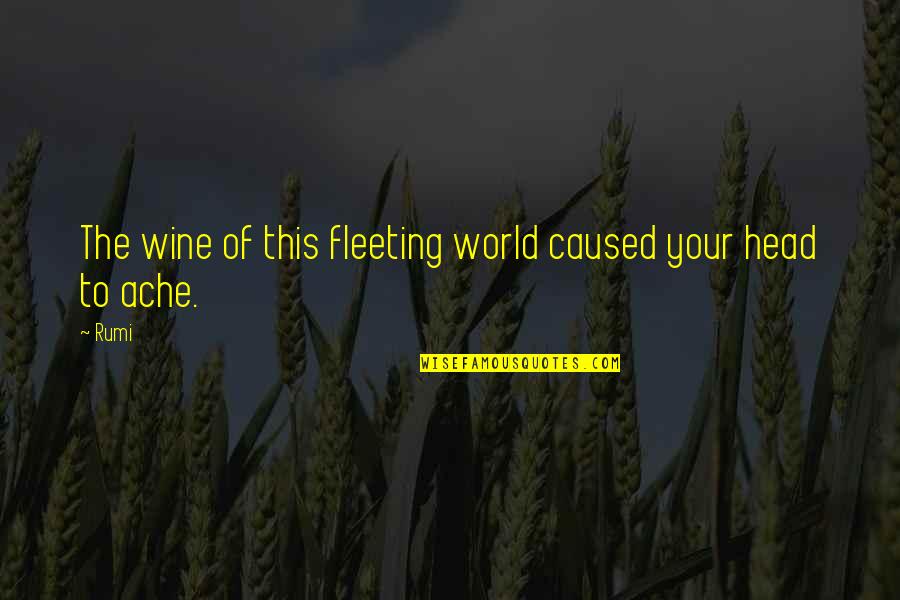 Head Ache Quotes By Rumi: The wine of this fleeting world caused your