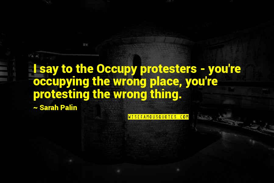 Head Cloth For Men Quotes By Sarah Palin: I say to the Occupy protesters - you're