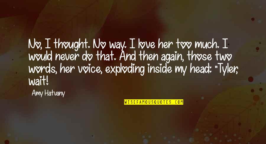 Head Exploding Quotes By Amy Hatvany: No, I thought. No way. I love her