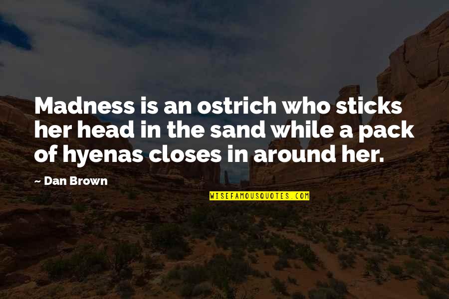Head In The Sand Quotes By Dan Brown: Madness is an ostrich who sticks her head Head In The Sand Quotes By Dan Brown: Madness is an ostrich who sticks her head