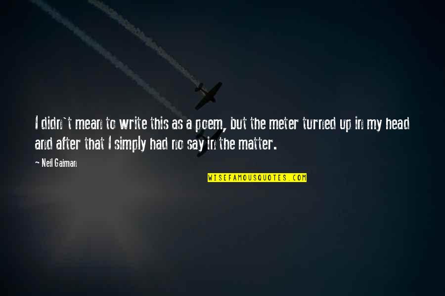 Head Up Quotes By Neil Gaiman: I didn't mean to write this as a