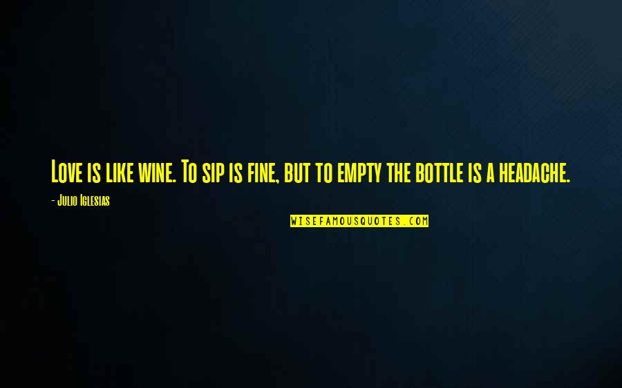 Headache Quotes By Julio Iglesias: Love is like wine. To sip is fine,