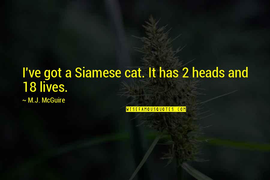 Headful Of Wishes Quotes By M.J. McGuire: I've got a Siamese cat. It has 2 Headful Of Wishes Quotes By M.J. McGuire: I've got a Siamese cat. It has 2