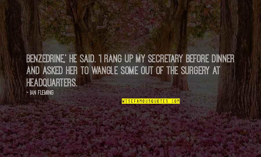 Headhunters Fly Shop Quotes By Ian Fleming: Benzedrine,' he said. 'I rang up my secretary