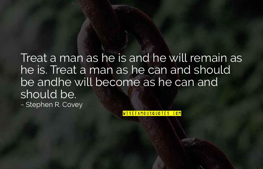 Heading Towards Success Quotes By Stephen R. Covey: Treat a man as he is and he