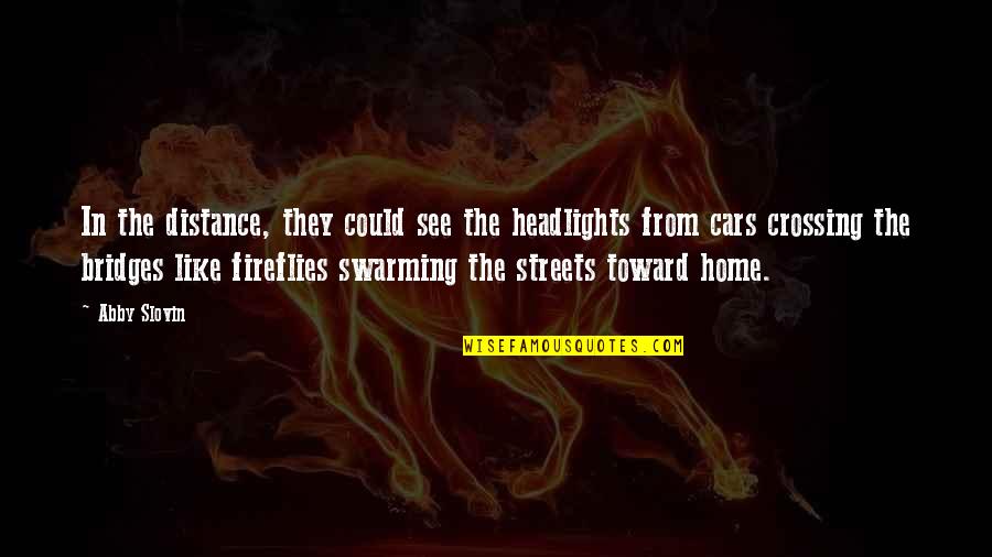 Headlights On Quotes By Abby Slovin: In the distance, they could see the headlights