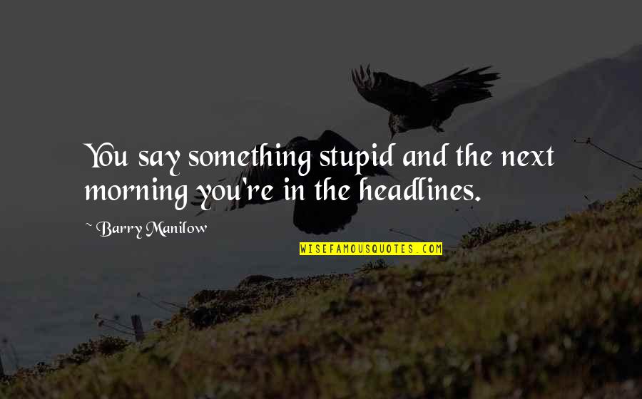 Headlines In Quotes By Barry Manilow: You say something stupid and the next morning
